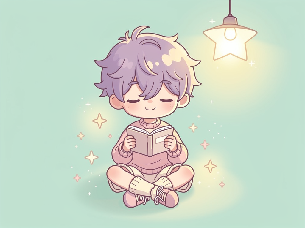 Mars reading a book under a star lamp